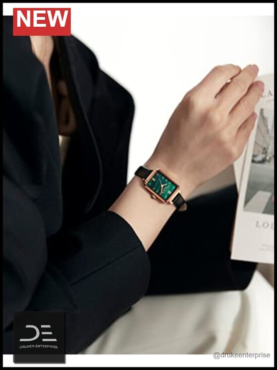 Women\'s Wrist Watch, Green Malachite Dial, Leather Strap, Quartz Movement, main image 5